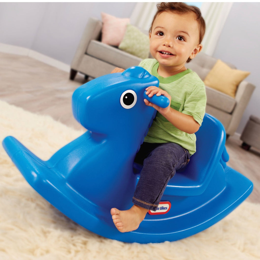 Rocking Horse - Primary Blue - Compact Toddler Rocker for Indoor and Outdoor Play for Gentle Rocking and Imaginative Play