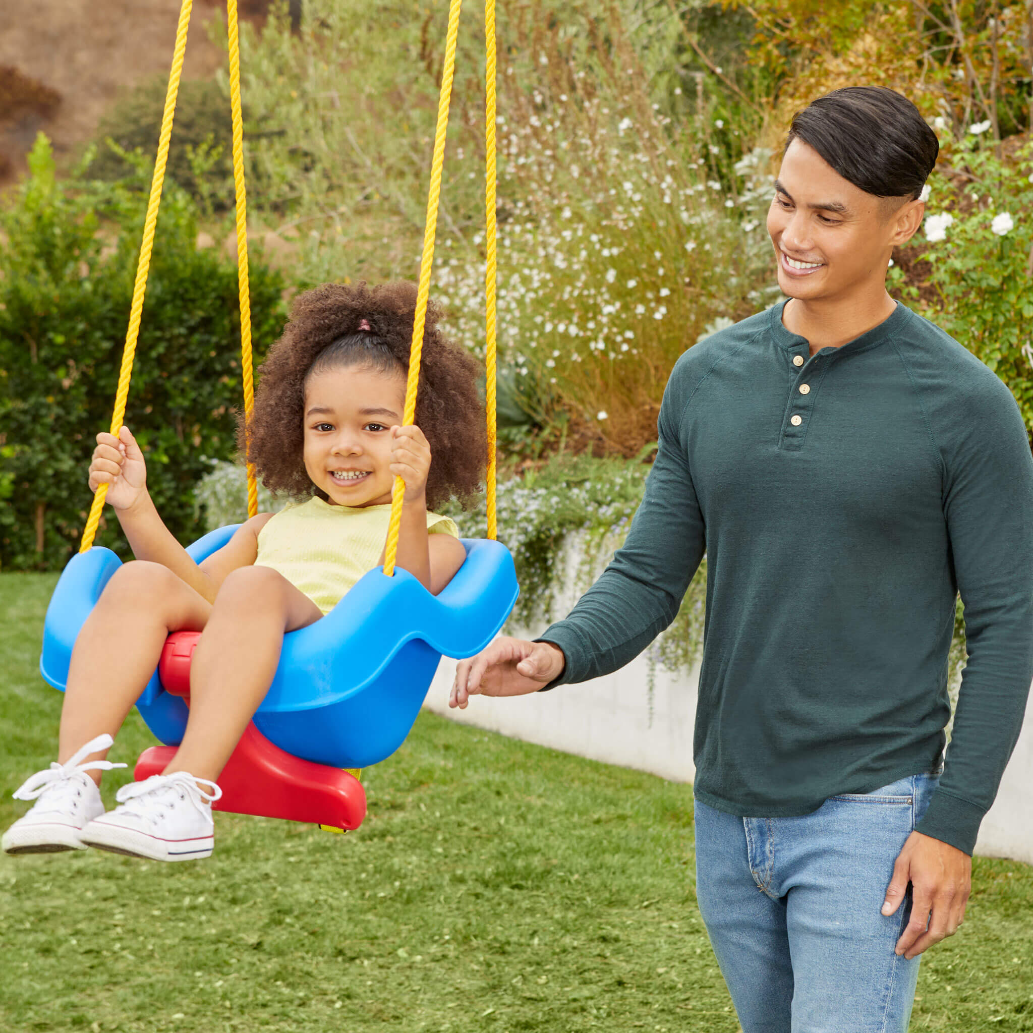 2-in-1 Snug 'n Secure™ Swing - Blue - Convertible Baby-to-Toddler Outdoor Swing for Secure and Comfortable Swinging