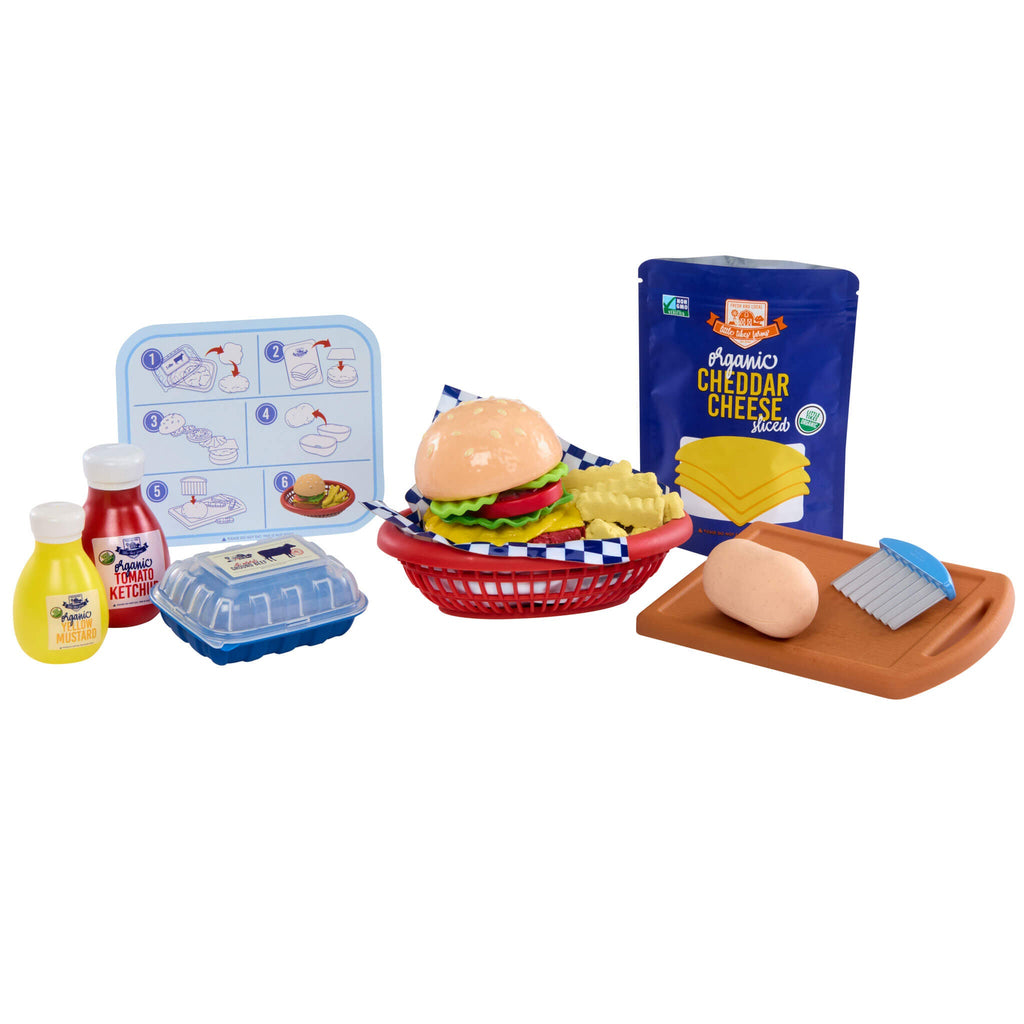 Creative Chefs™ Cheeseburger and Fries Kit - Pretend Cooking Kit with Reusable Burger and Fries Mix for Multi-Step Preparing and Plating