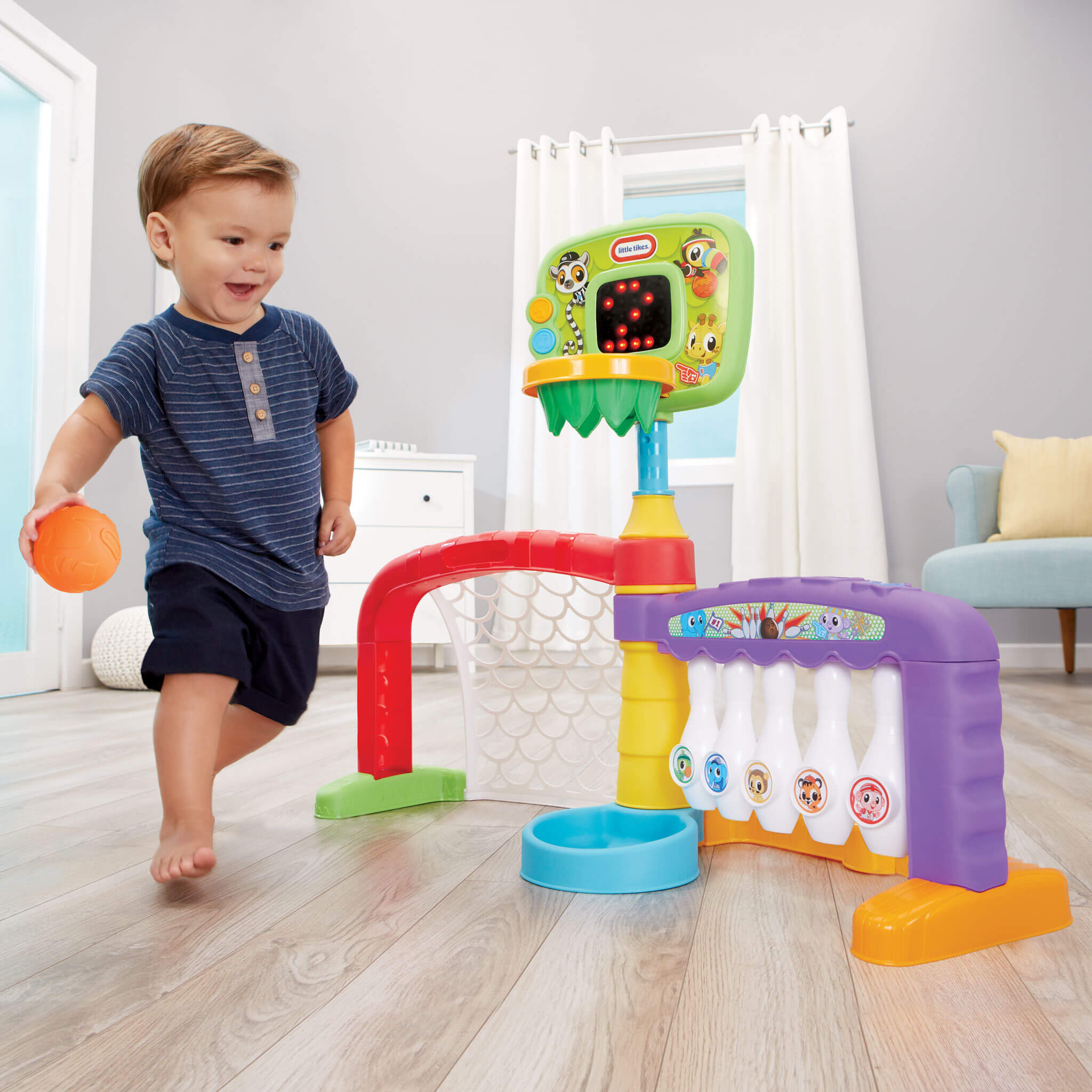 Learn & Play™ 3-in-1 Sports Zone™ - Basketball, Soccer and Bowling Activity Center for Multiple Sports in One Playset