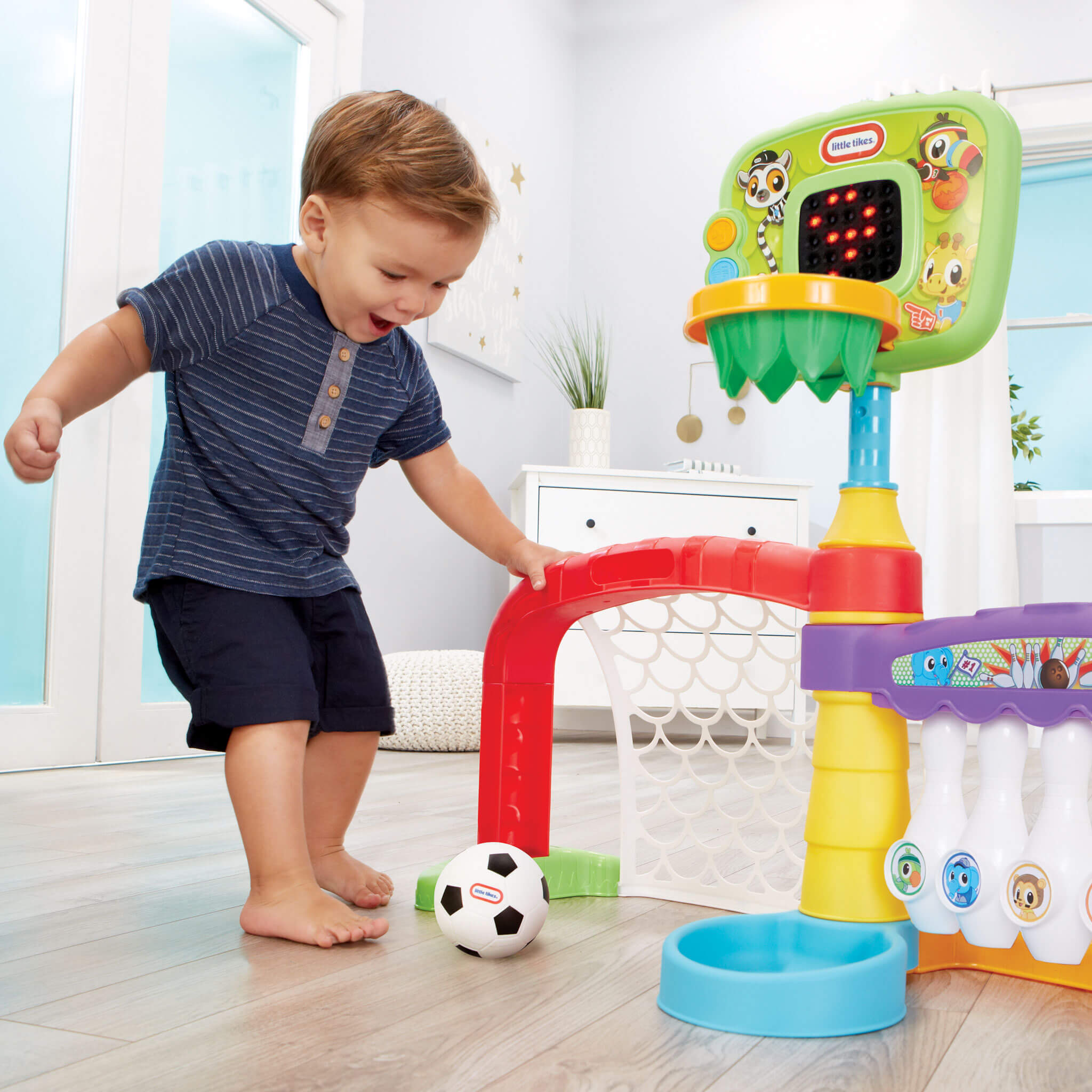 Learn & Play™ 3-in-1 Sports Zone™ - Basketball, Soccer and Bowling Activity Center for Multiple Sports in One Playset