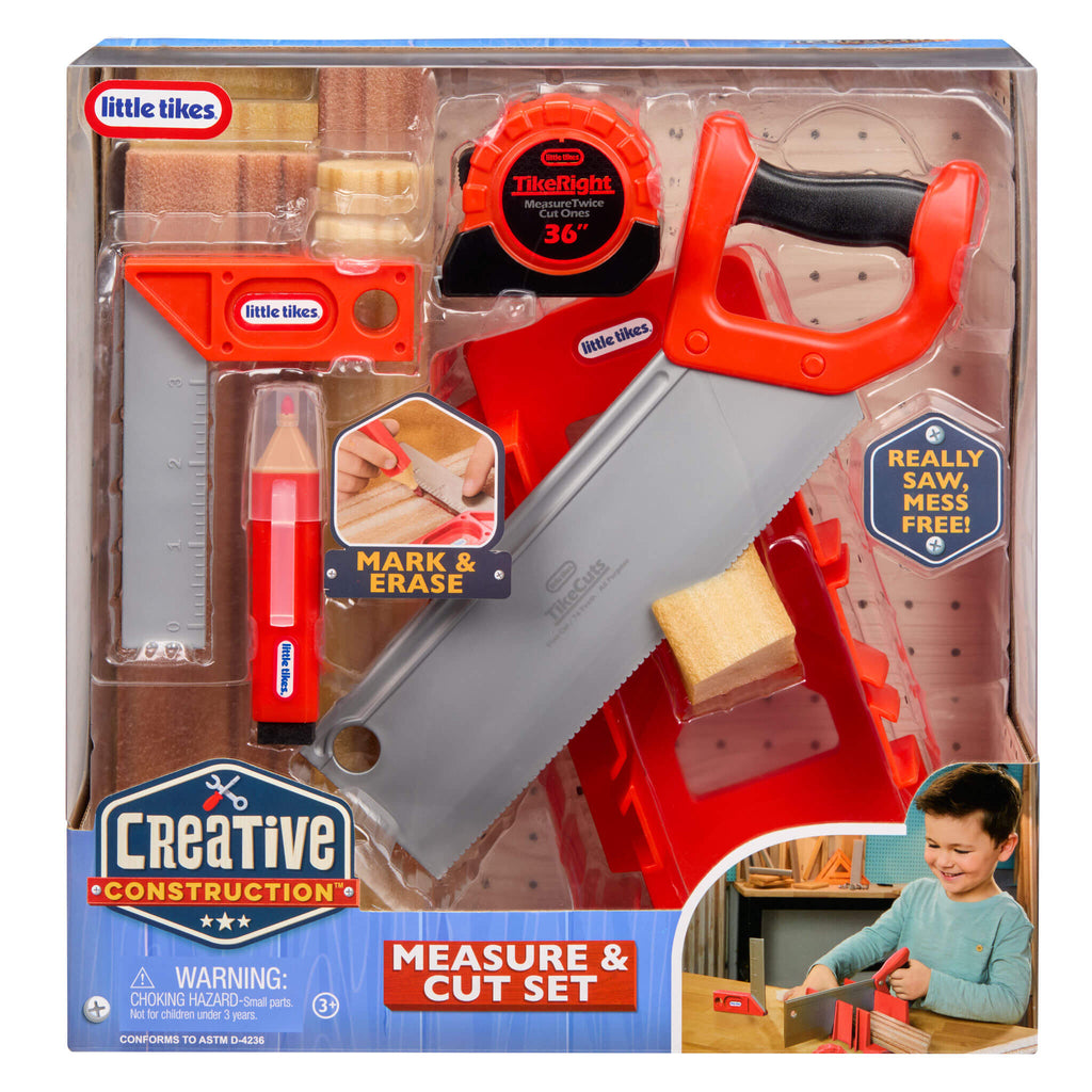 Creative Construction™ Measure and Cut Set - Kids Measuring and Pretend Cutting Workshop Set for Measuring, Marking and Creative Building