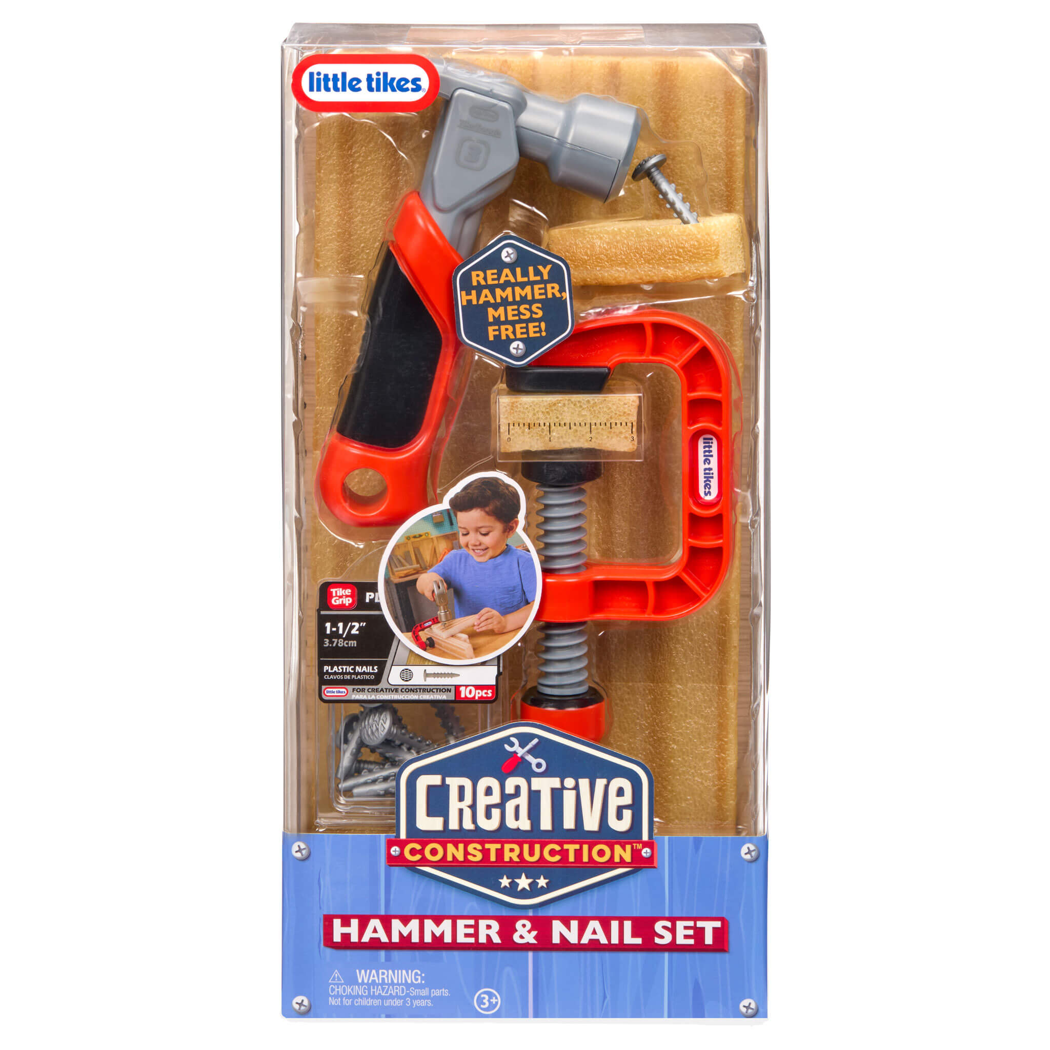 Creative Construction™ Hammer and Nail Set - Foam Nail Building Set with Kid-Friendly Hammer for Hands-On Building Without Sharp Pieces