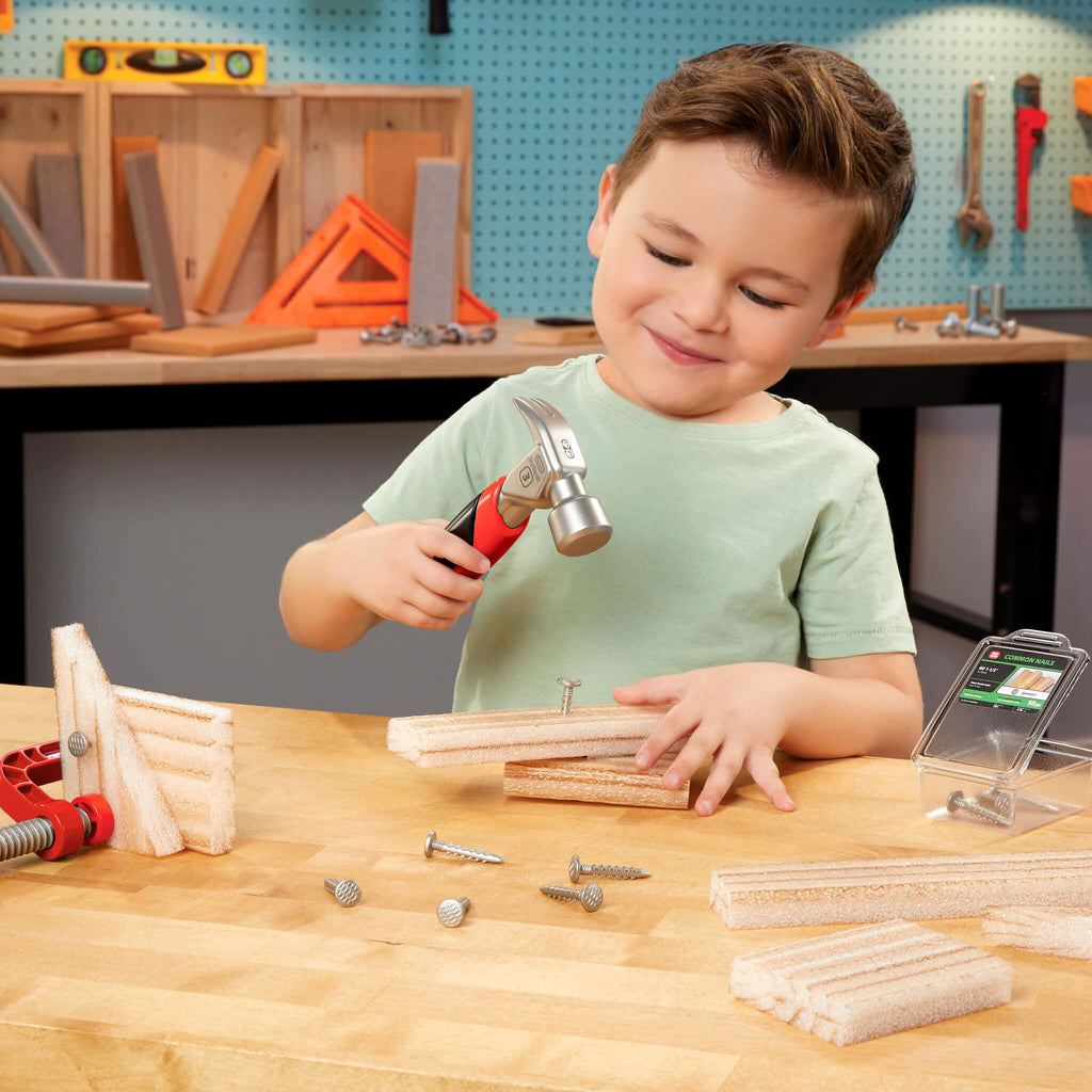 Creative Construction™ Hammer and Nail Set - Foam Nail Building Set with Kid-Friendly Hammer for Hands-On Building Without Sharp Pieces