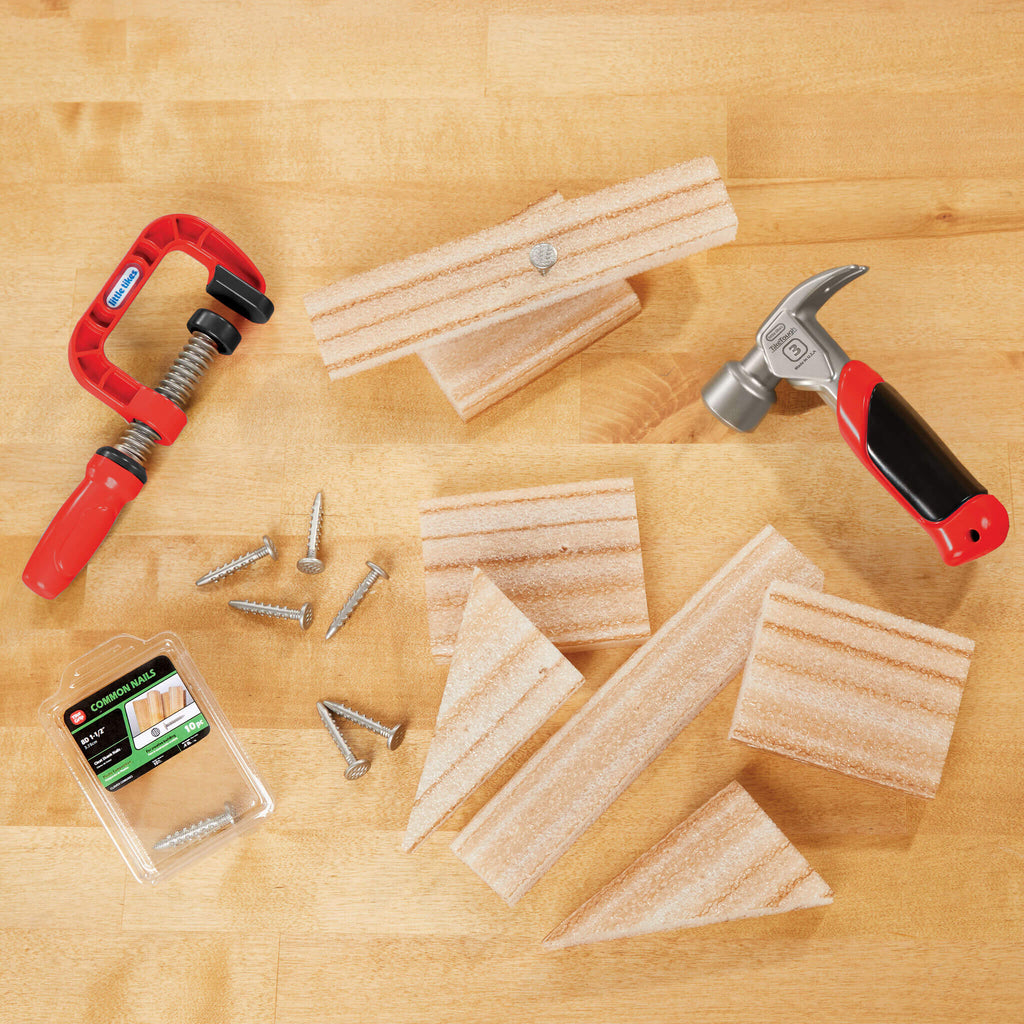 Creative Construction™ Hammer and Nail Set - Foam Nail Building Set with Kid-Friendly Hammer for Hands-On Building Without Sharp Pieces