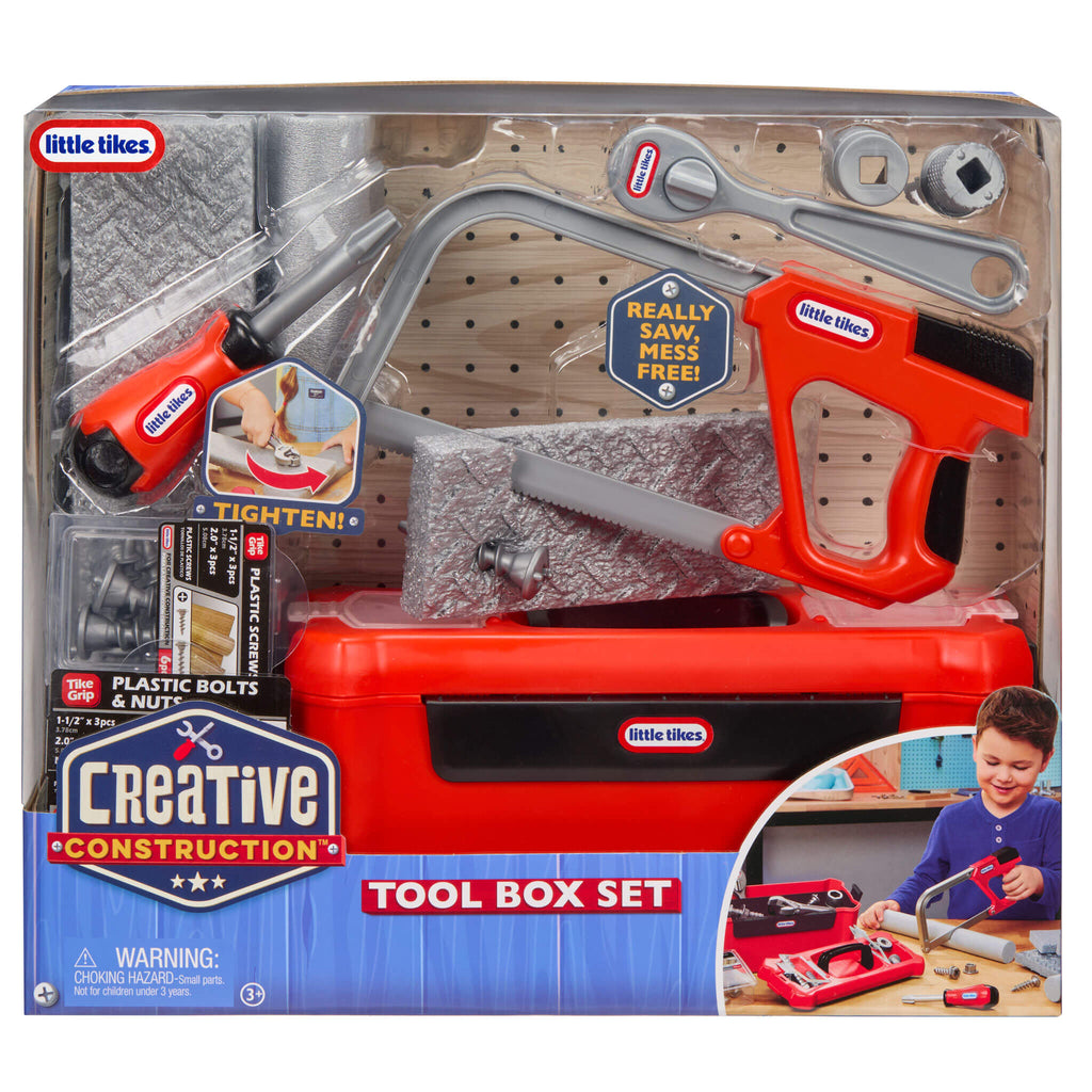 Creative Construction™ Tool Box Set - Portable Pretend Tool Set for Young Builders for Fine Motor and Problem-Solving Play