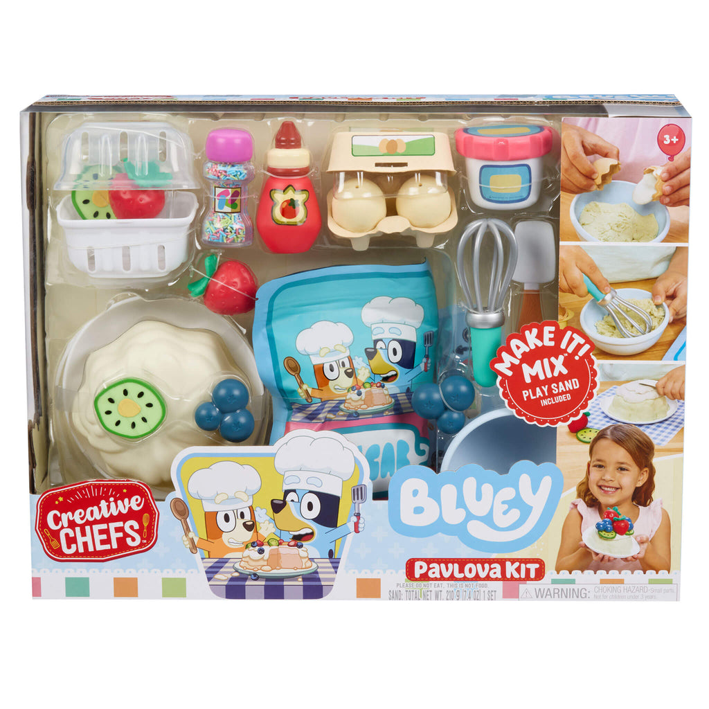 Creative Chefs™ Bluey - Pavlova Kit - Pretend Dessert Kit with Recipe Cards and Reusable Mix for Step-by-Step Pretend Dessert Making