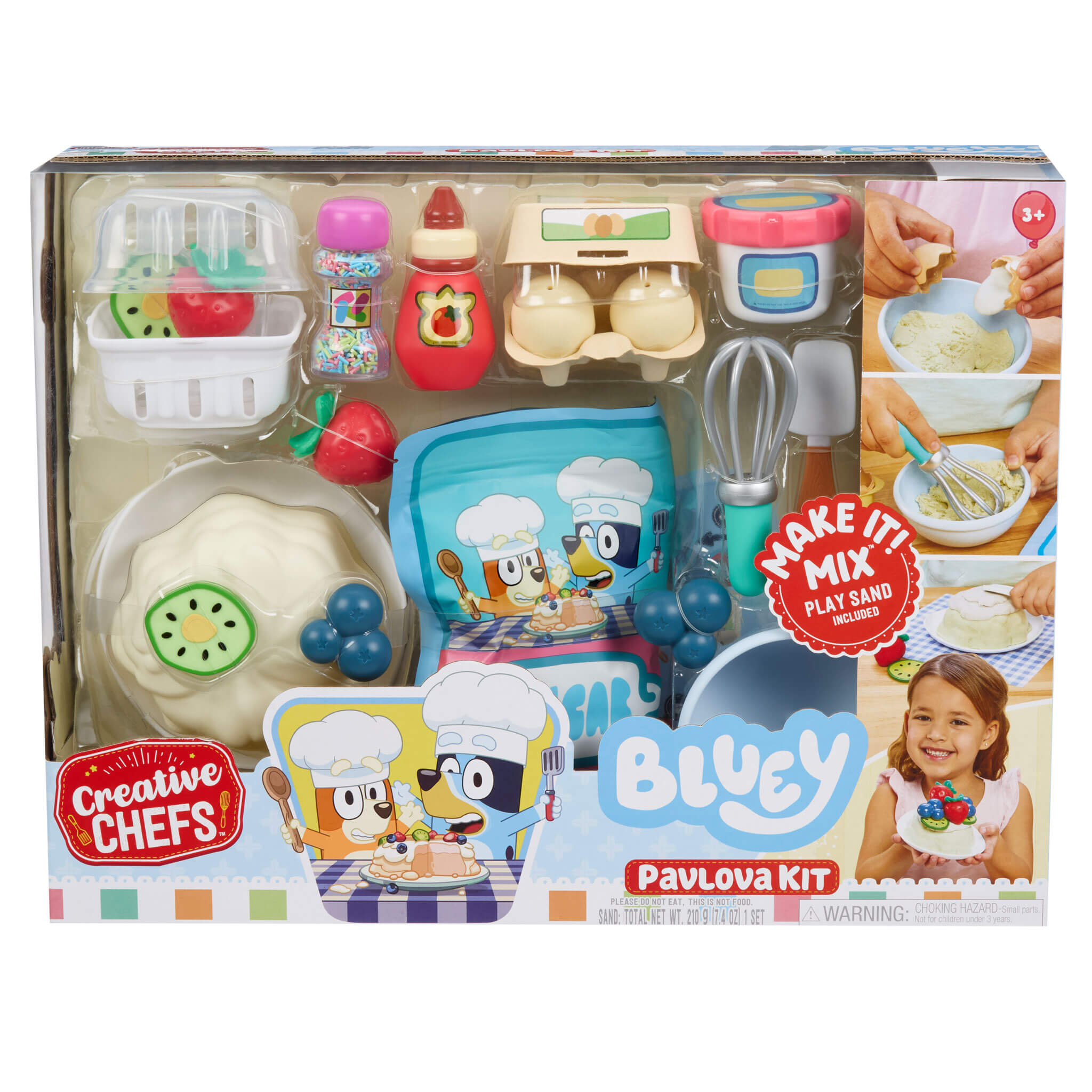 Creative Chefs™ Bluey - Pavlova Kit - Pretend Dessert Kit with Recipe Cards and Reusable Mix for Step-by-Step Pretend Dessert Making