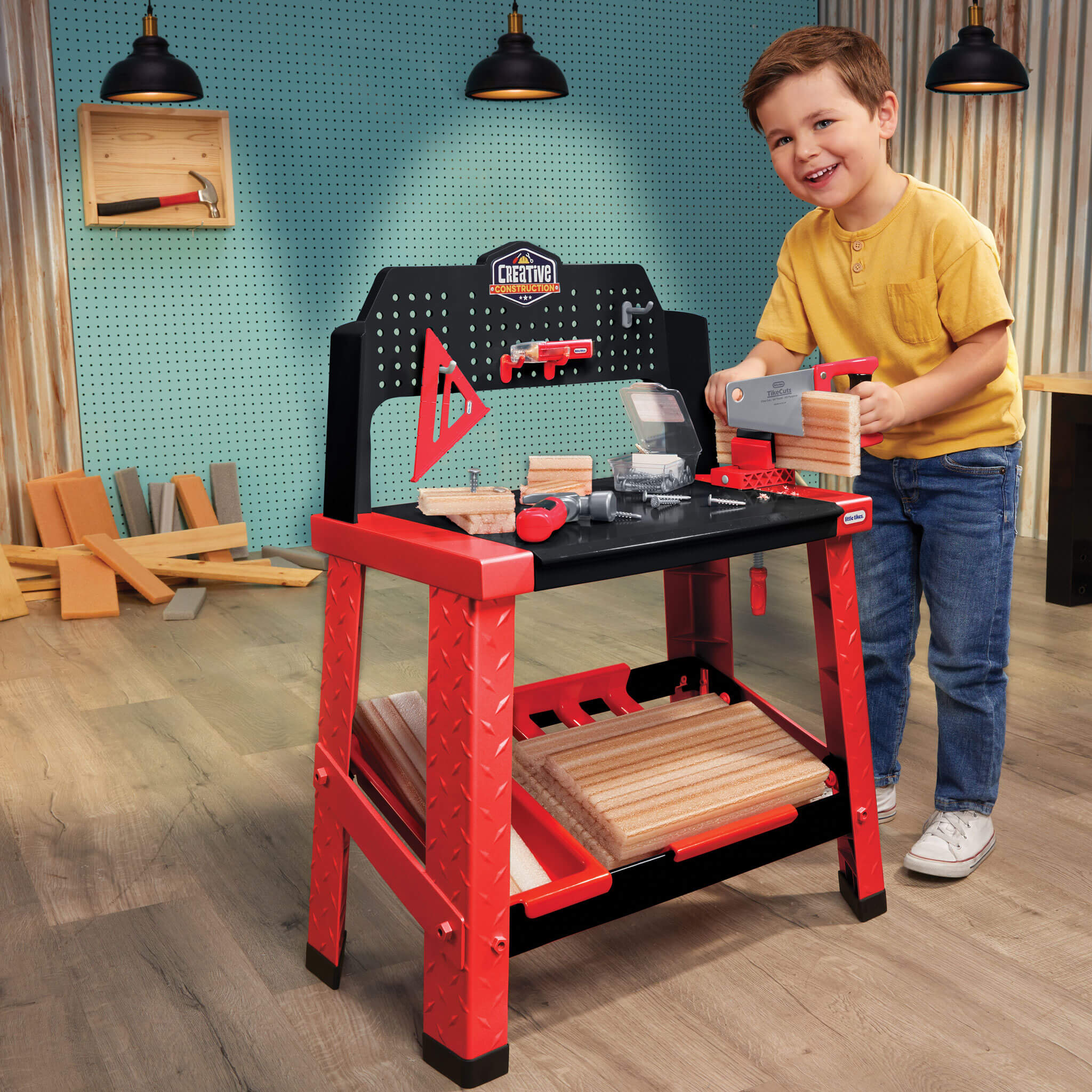 Creative Construction™ Workbench - Realistic Kids Workbench with Tools and Storage for Tool Recognition and Creative Building