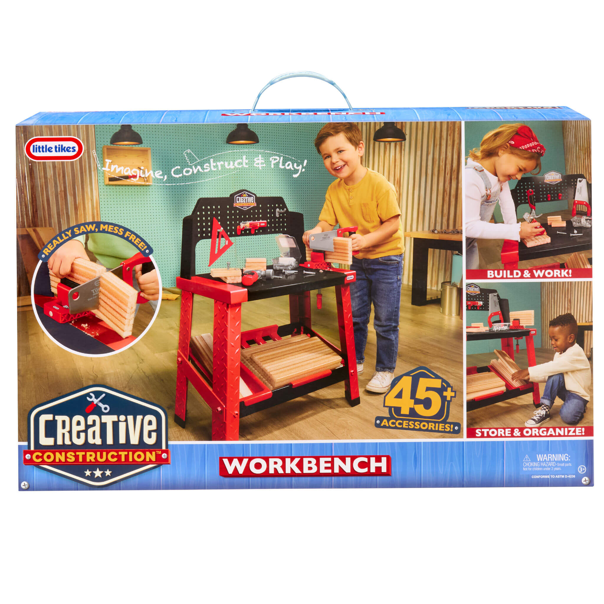 Creative Construction™ Workbench - Realistic Kids Workbench with Tools and Storage for Tool Recognition and Creative Building
