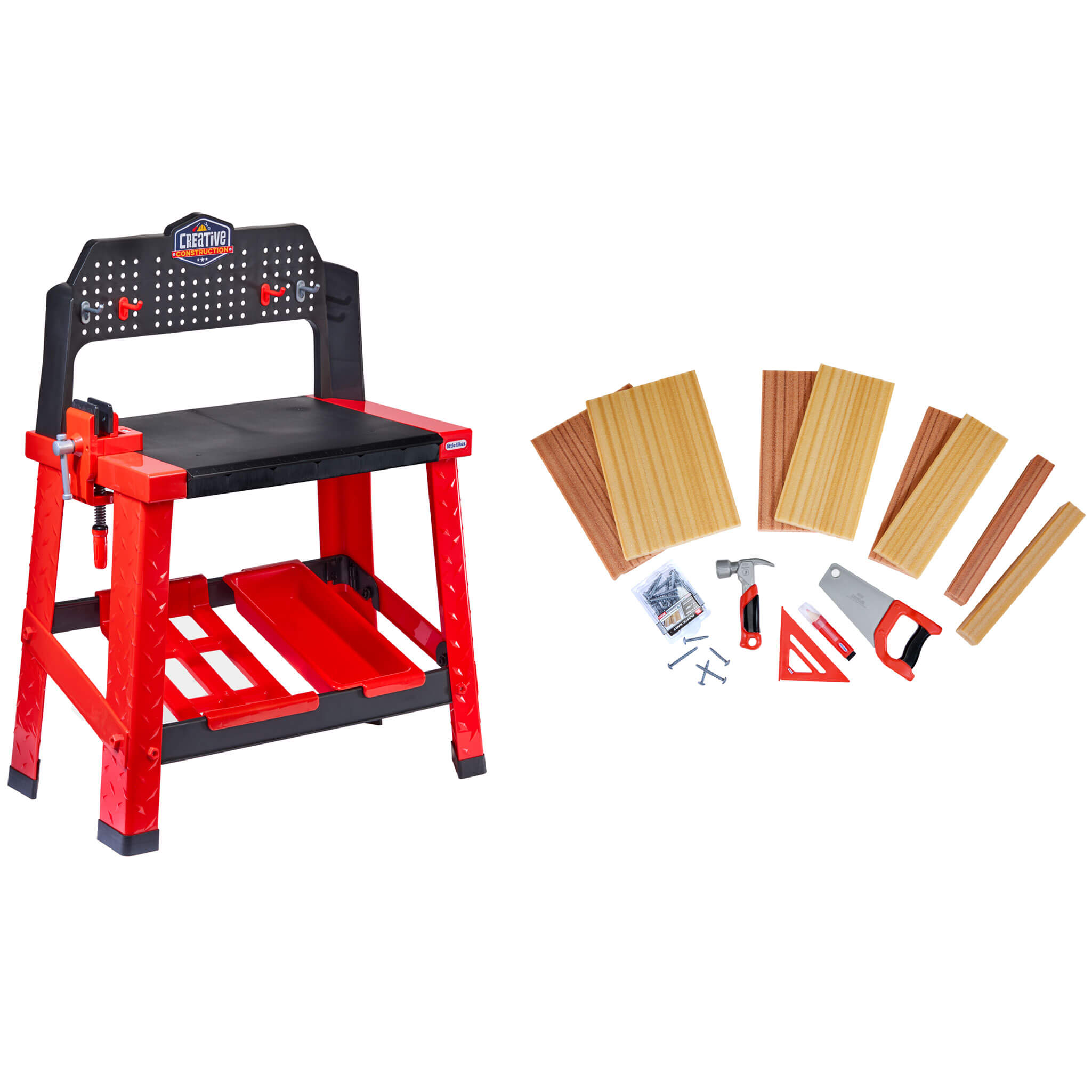 Creative Construction™ Workbench - Realistic Kids Workbench with Tools and Storage for Tool Recognition and Creative Building