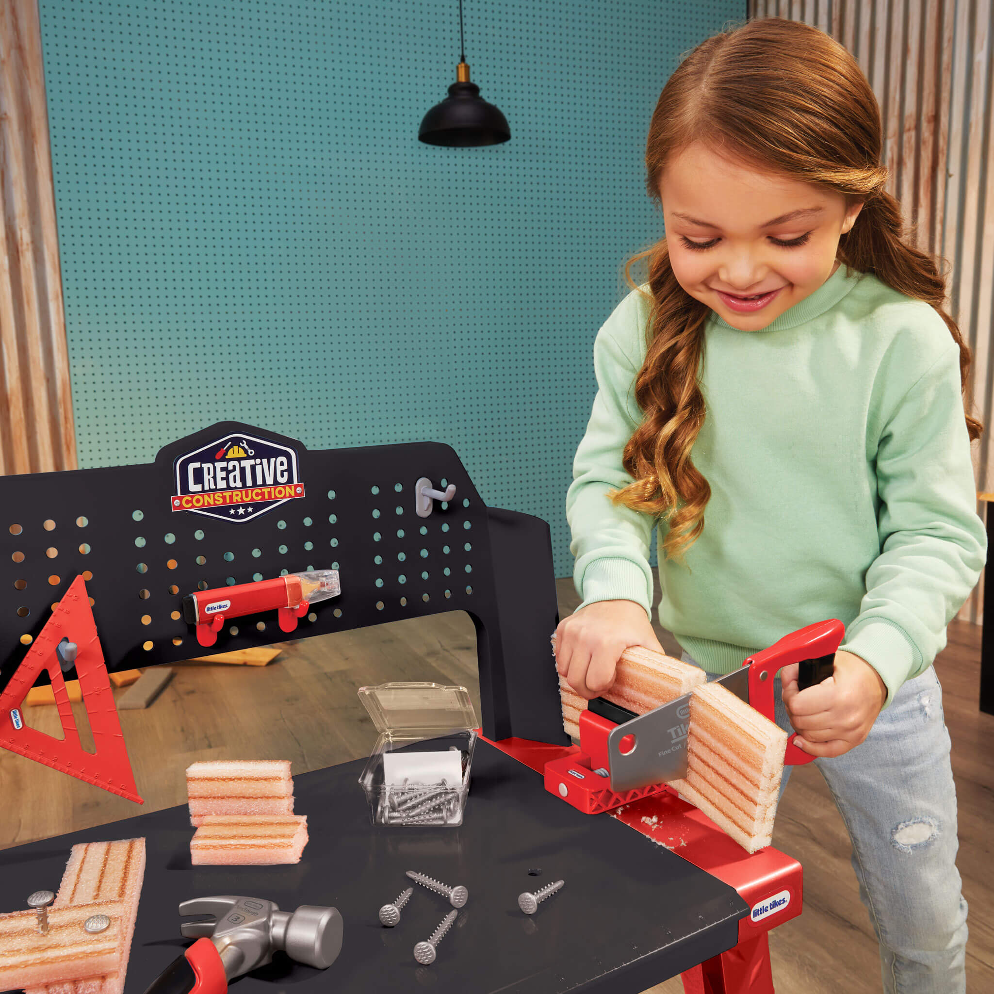 Creative Construction™ Workbench - Realistic Kids Workbench with Tools and Storage for Tool Recognition and Creative Building