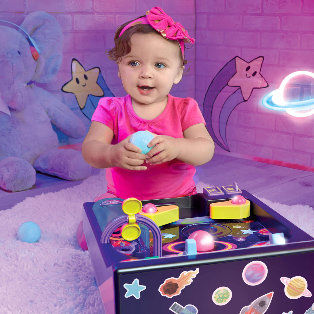 Old School My First Pinball Activity Table - Interactive Space-Themed Learning Activity Table for Numbers, Colors, Shapes and Motor Practice