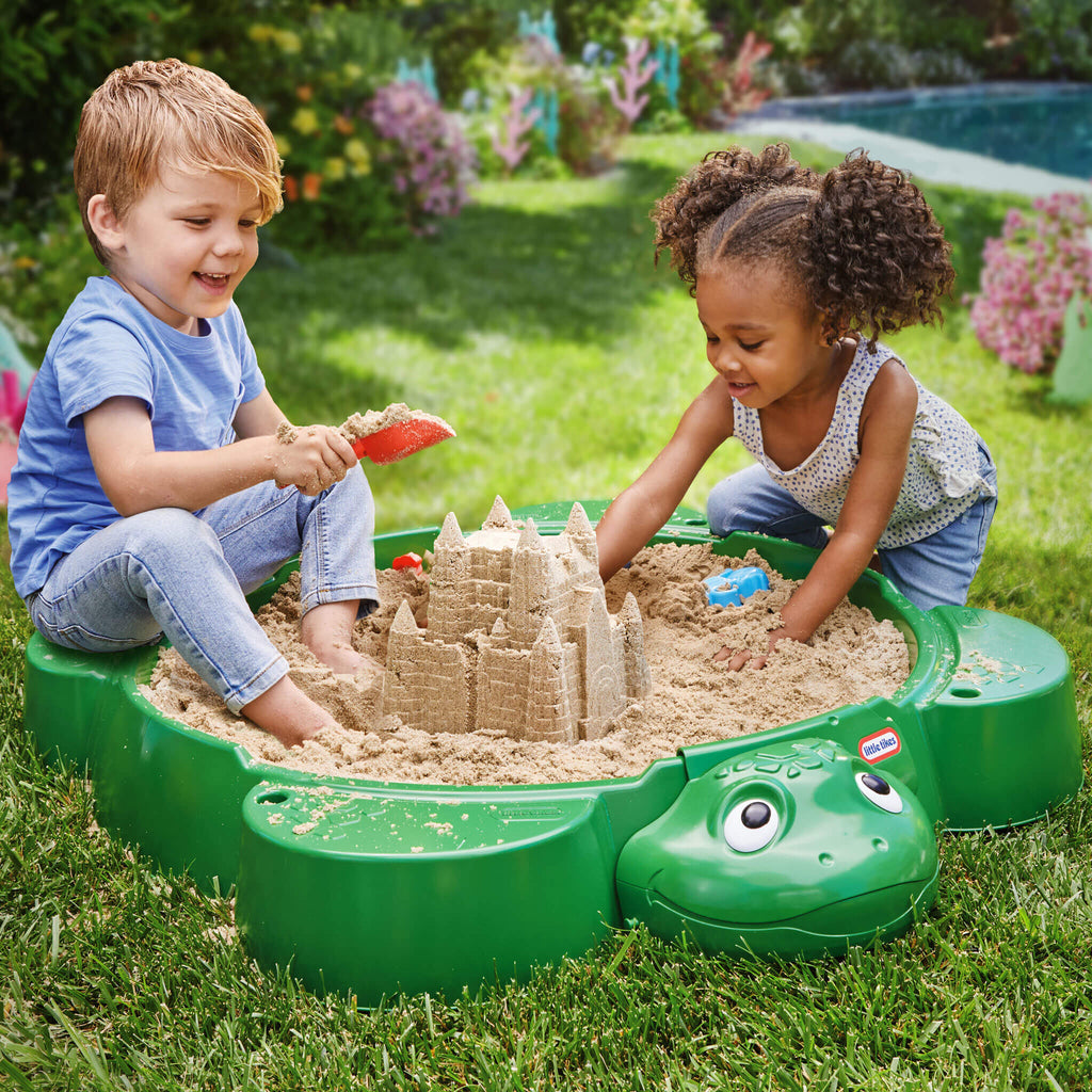 Turtle Sandbox - Outdoor Sand Play Center with Protective Lid for Covered Outdoor Sand Adventures